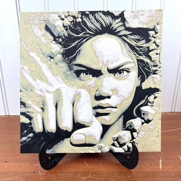 Angry Woman Face Breaking Wall Art,Woman Fist Wall Art,Powerful Woman - Picture 1 of 10